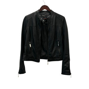 J2 Women's Faux Leather Jacket Black Moto Biker Zipper Long Sleeve Size Medium*